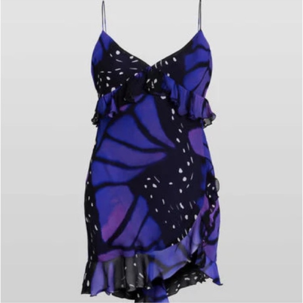 NWT Rat & Boa Beatriz Dress New Purple Mini Silk Black Butterfly Small Cocktail - Picture 4 of 13